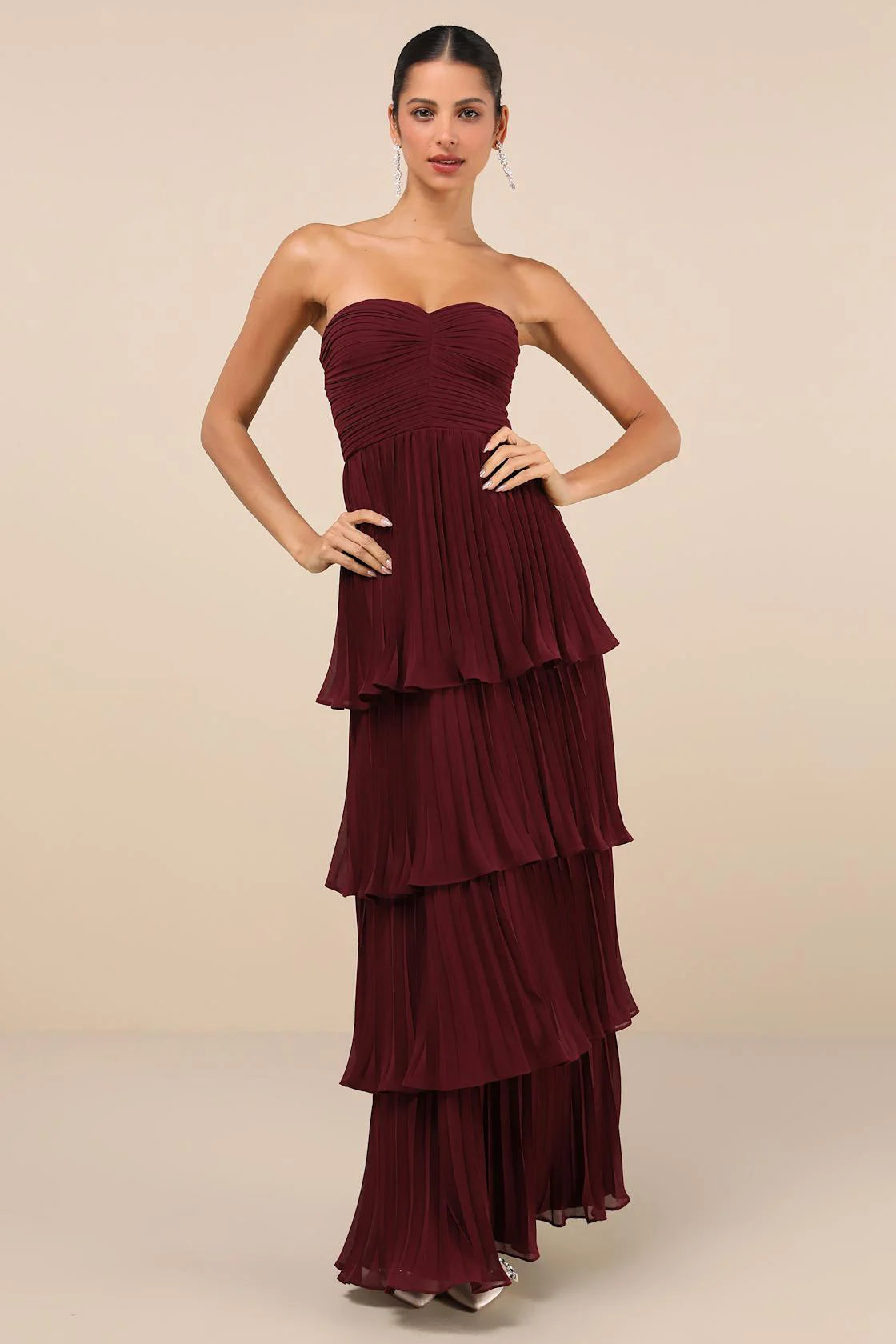Sandra | Women’s Strapless Ruffle Maxi Dress