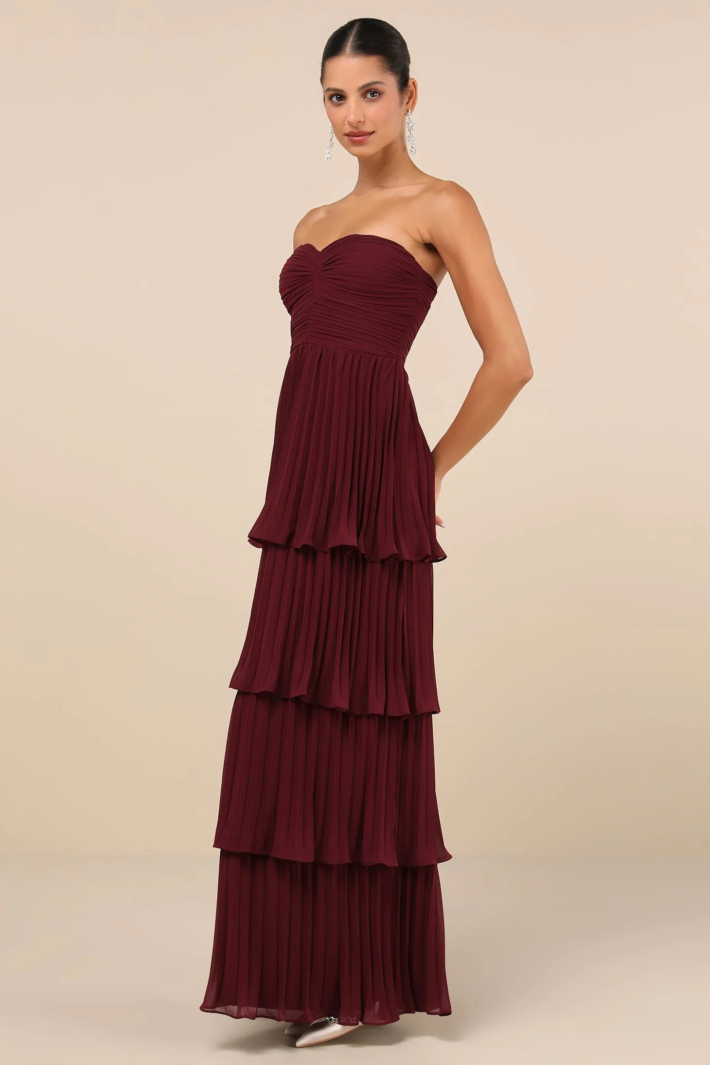 Sandra | Women’s Strapless Ruffle Maxi Dress