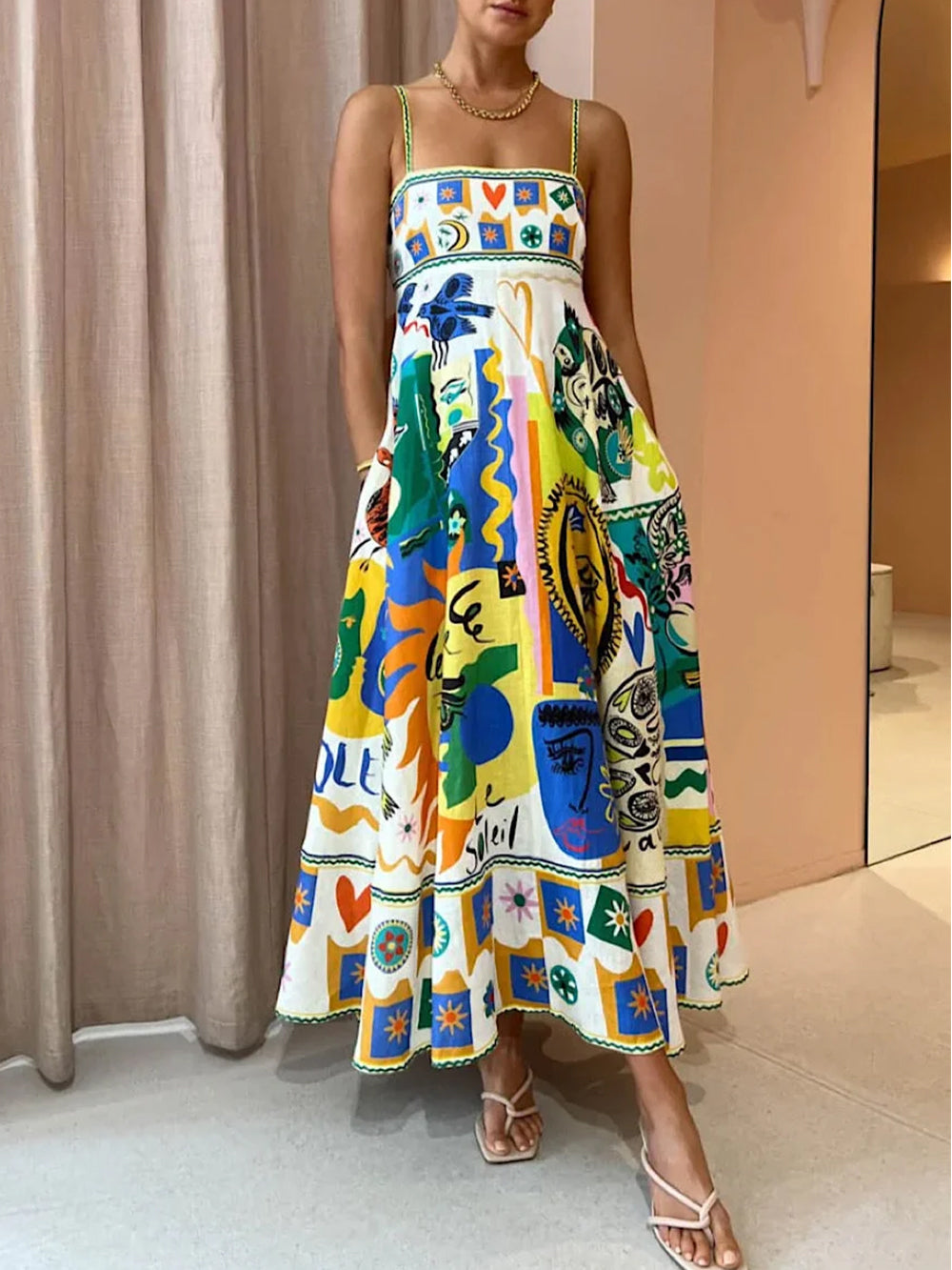 Adrienne | Women’s Printed Sleeveless Maxi Dress