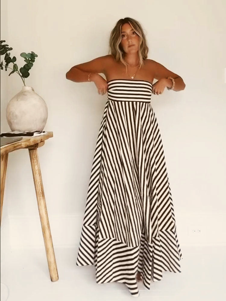 Dorotea | Women’s Strapless Striped Maxi Dress