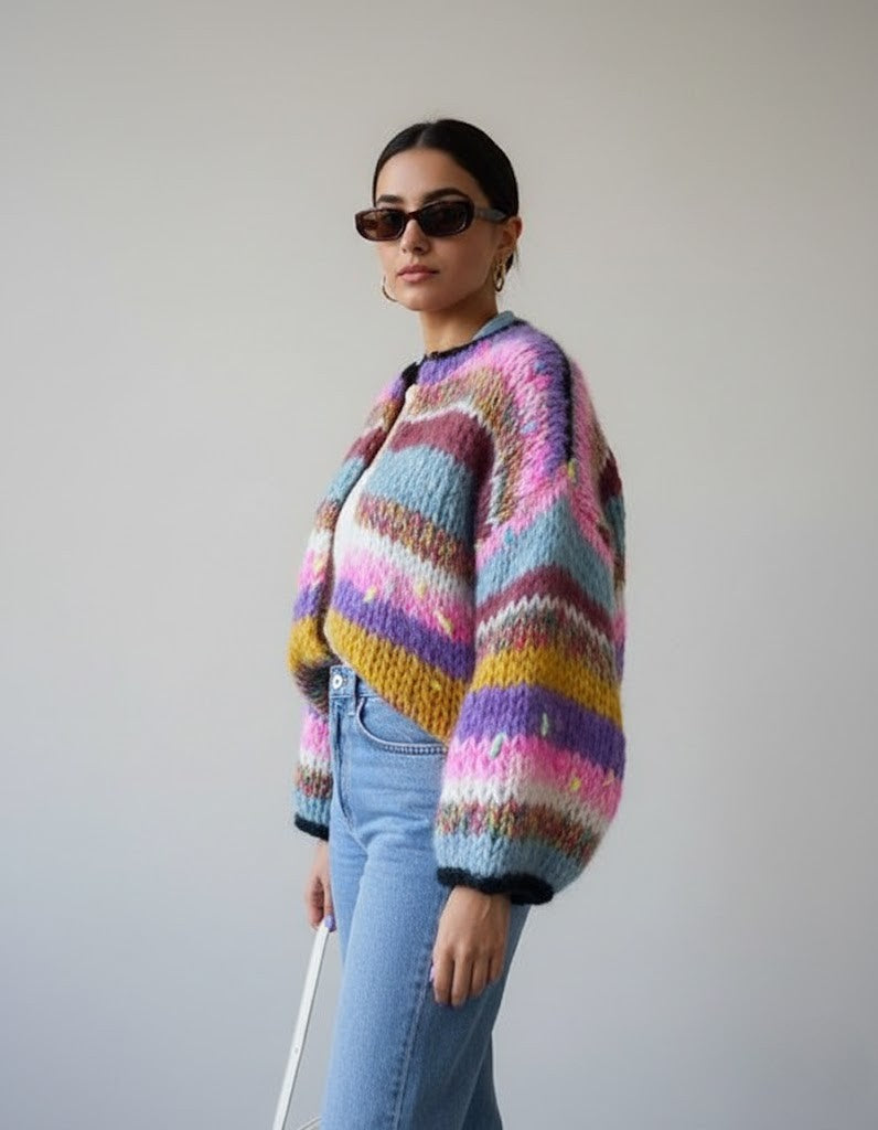 Antonella | Women’s Oversized Striped Knit Cardigan