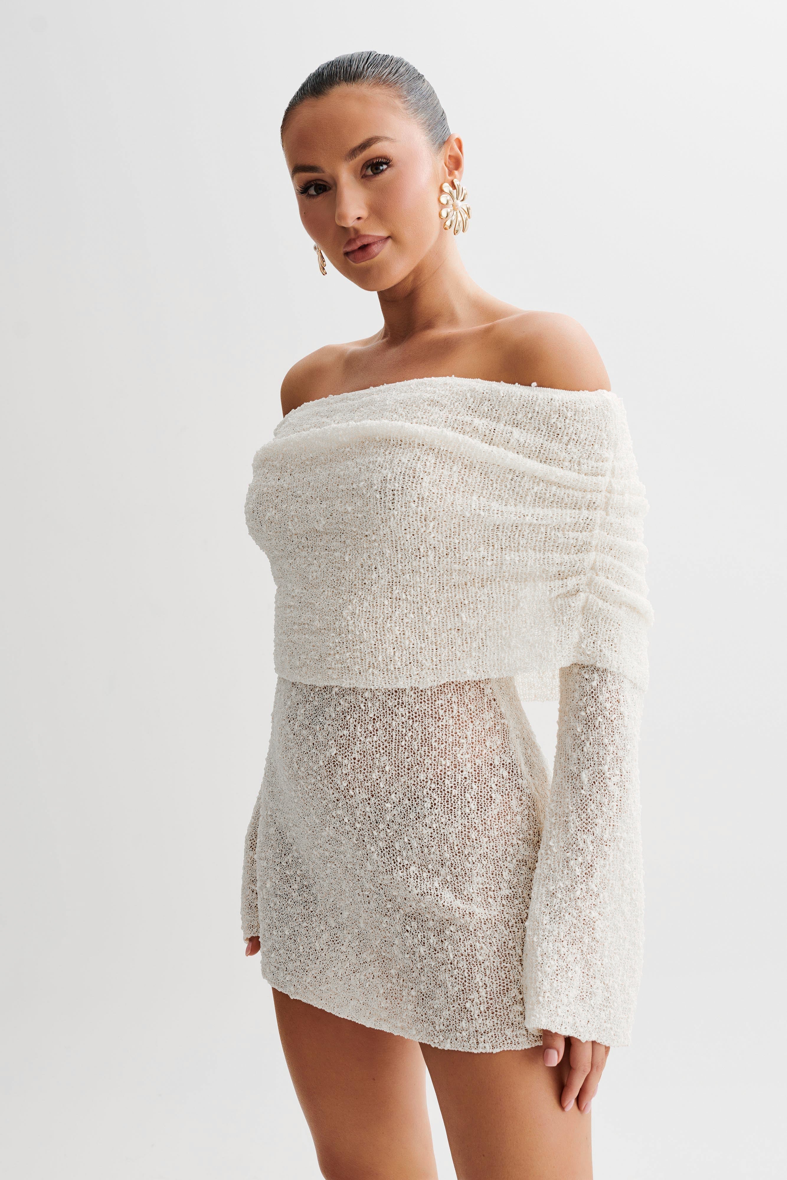 Solene | Women’s Off Shoulder Knit Mini Dress