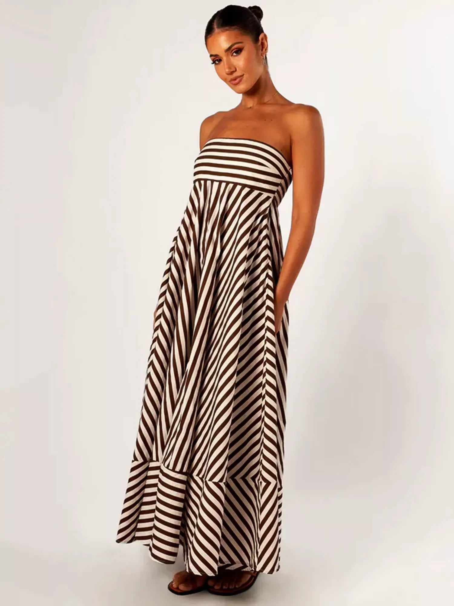 Dorotea | Women’s Strapless Striped Maxi Dress