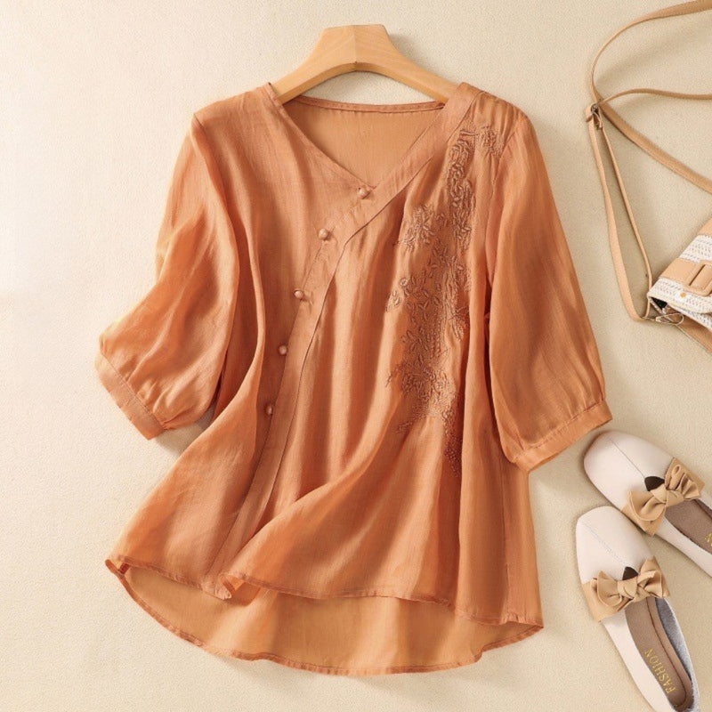 Kaia | Women’s Embroidered Mid Sleeve Blouse