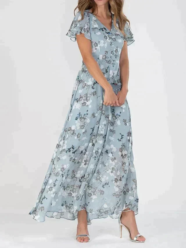 Marit | Women’s Flutter Sleeve Floral Maxi Dress