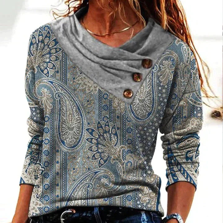 Wilhelmina | Women’s Paisley Long Sleeve Top