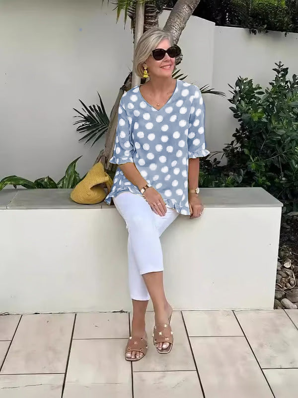 Noemie | Women’s Polka Dot Linen Blouse