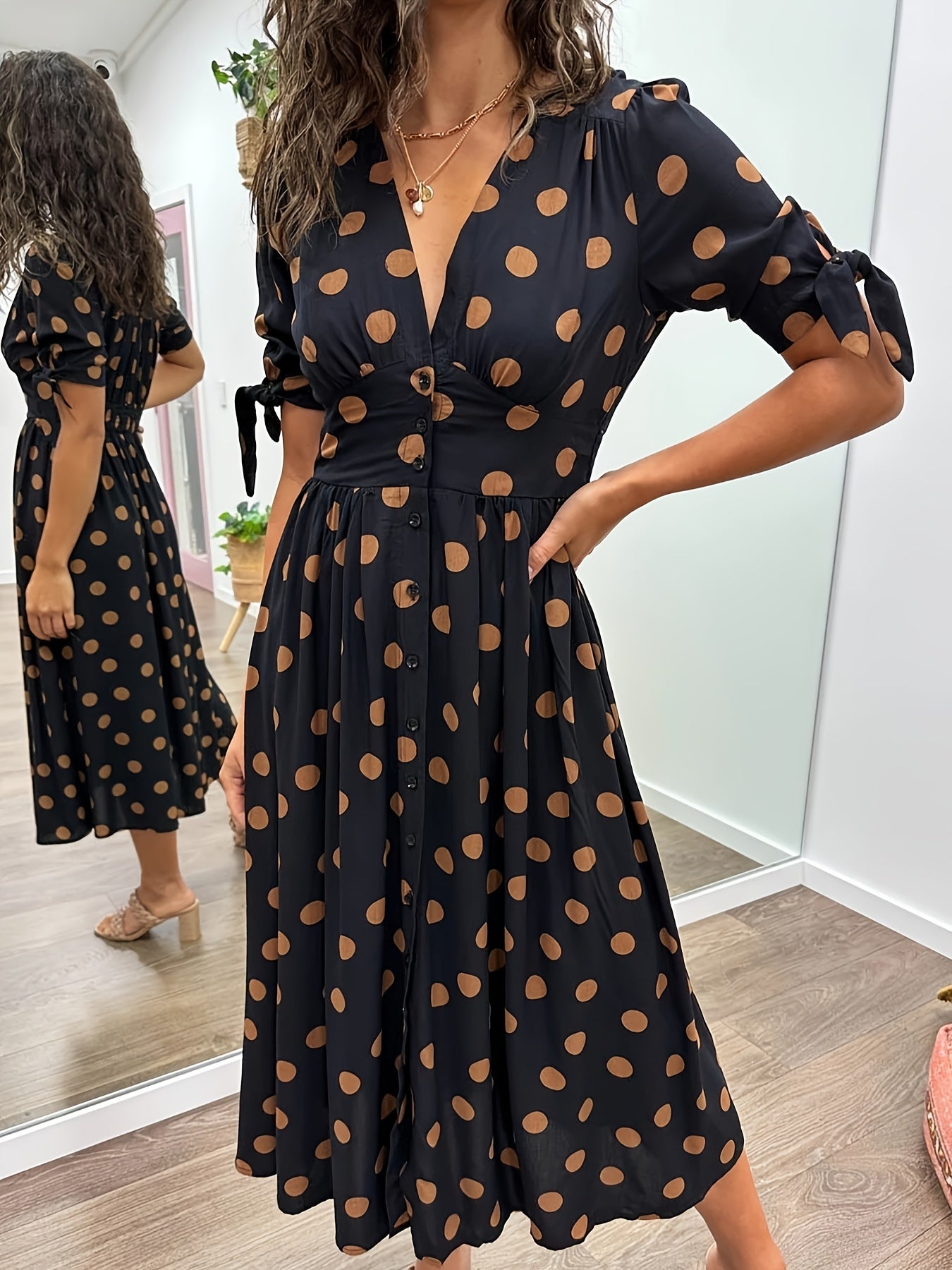 Aurélie | Women’s Polka Dot Midi Dress