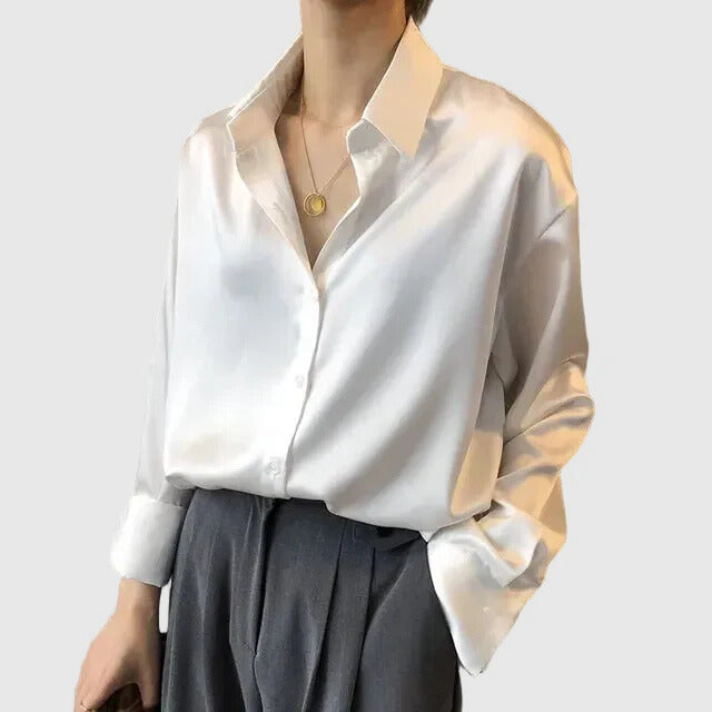 Katya | Women's Satin Long Sleeve Blouse