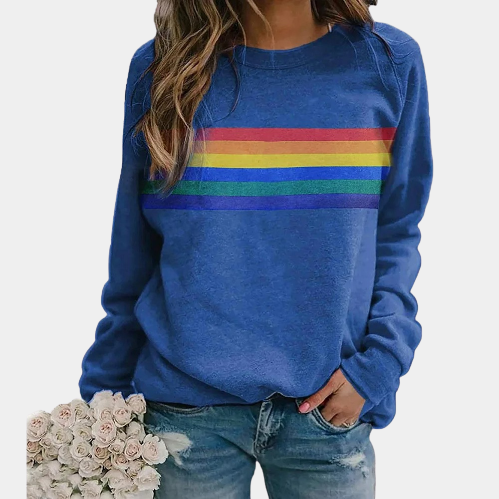 Rosa | Women’s Rainbow Stripe Crewneck Sweatshirt