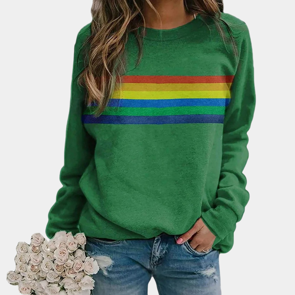 Rosa | Women’s Rainbow Stripe Crewneck Sweatshirt