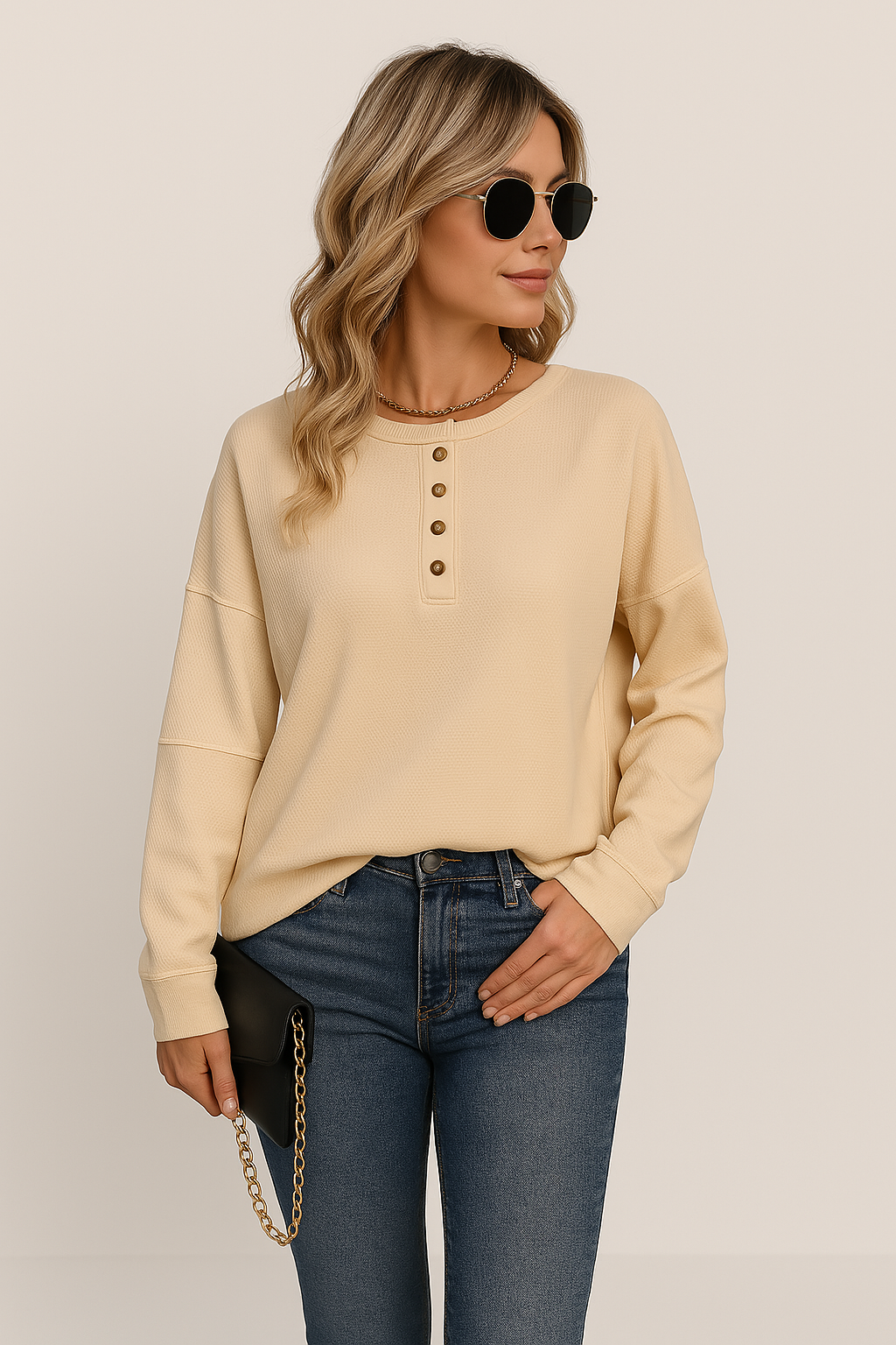 Dahlia | Women’s Henley Long Sleeve Sweater