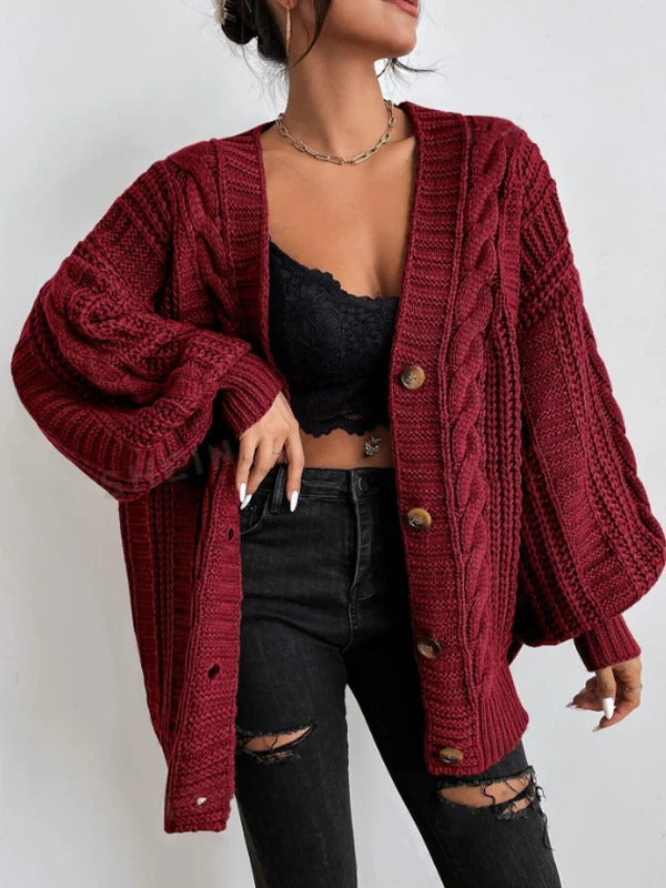 Stefania | Women’s Long Sleeve Oversized Cable Knit Cardigan