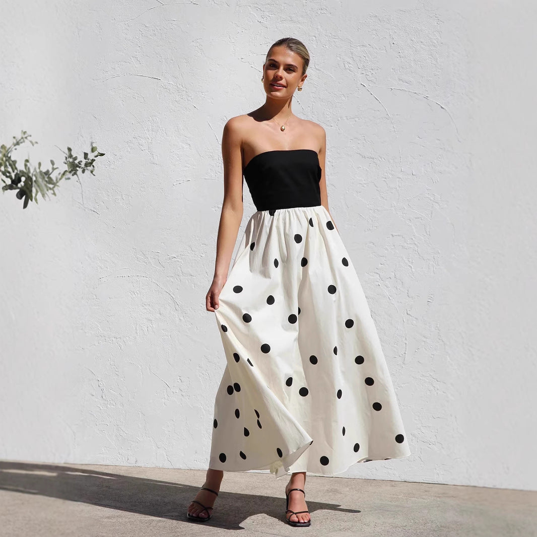 Ellen | Women’s Strapless Polka Dot Maxi Dress