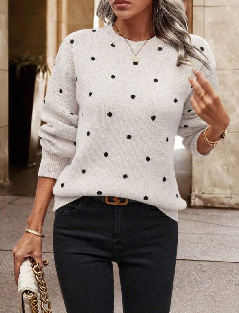 Anne | Women’s Knit Polka Dot Sweater