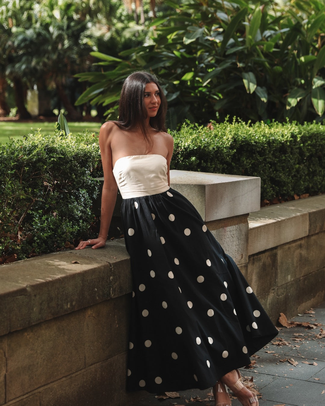 Ellen | Women’s Strapless Polka Dot Maxi Dress