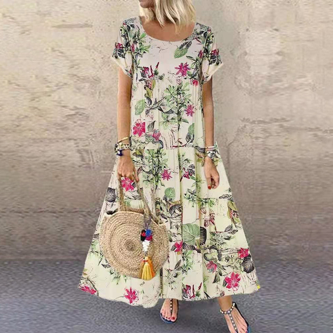 Denise | Women’s Floral Maxi Short Sleeve Dress