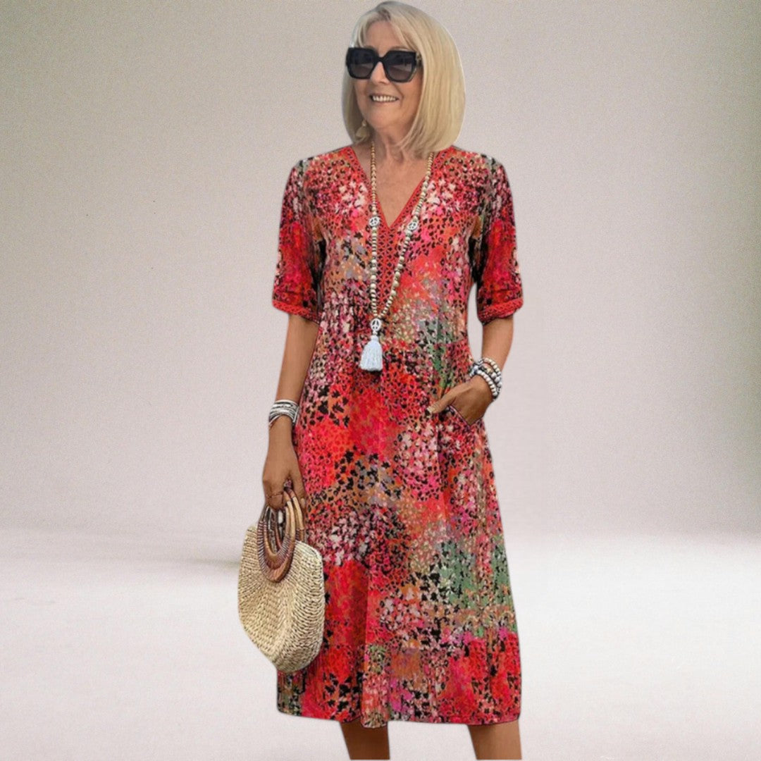 Daiva | Women’s V-Neck Summer Midi Dress