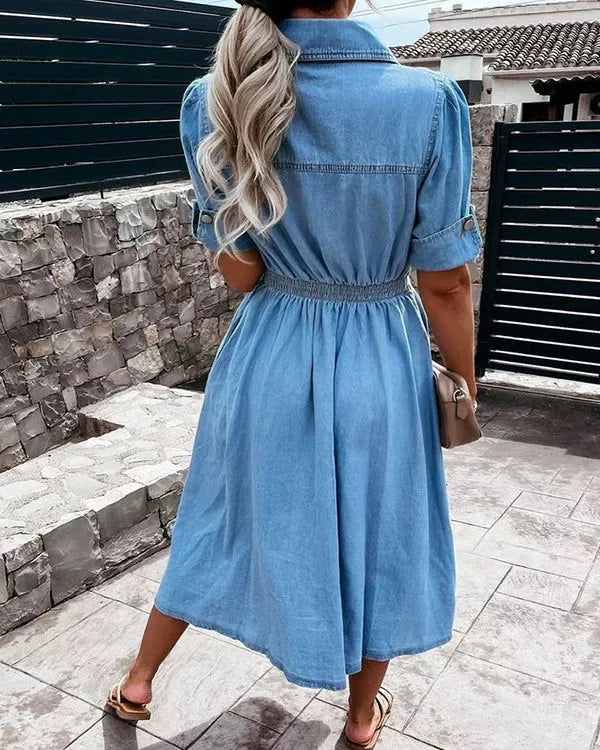 Merle | Women’s Short Sleeve Midi Shirt Dress