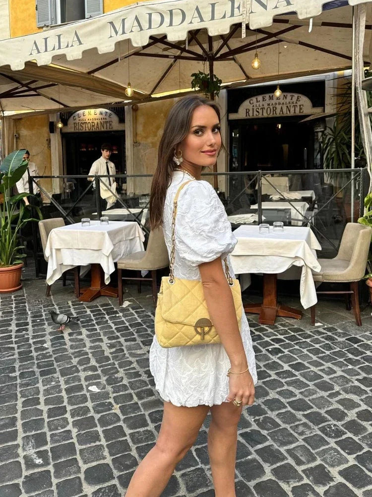 Desiree | Women's V-Neck Puff Sleeve Mini Dress