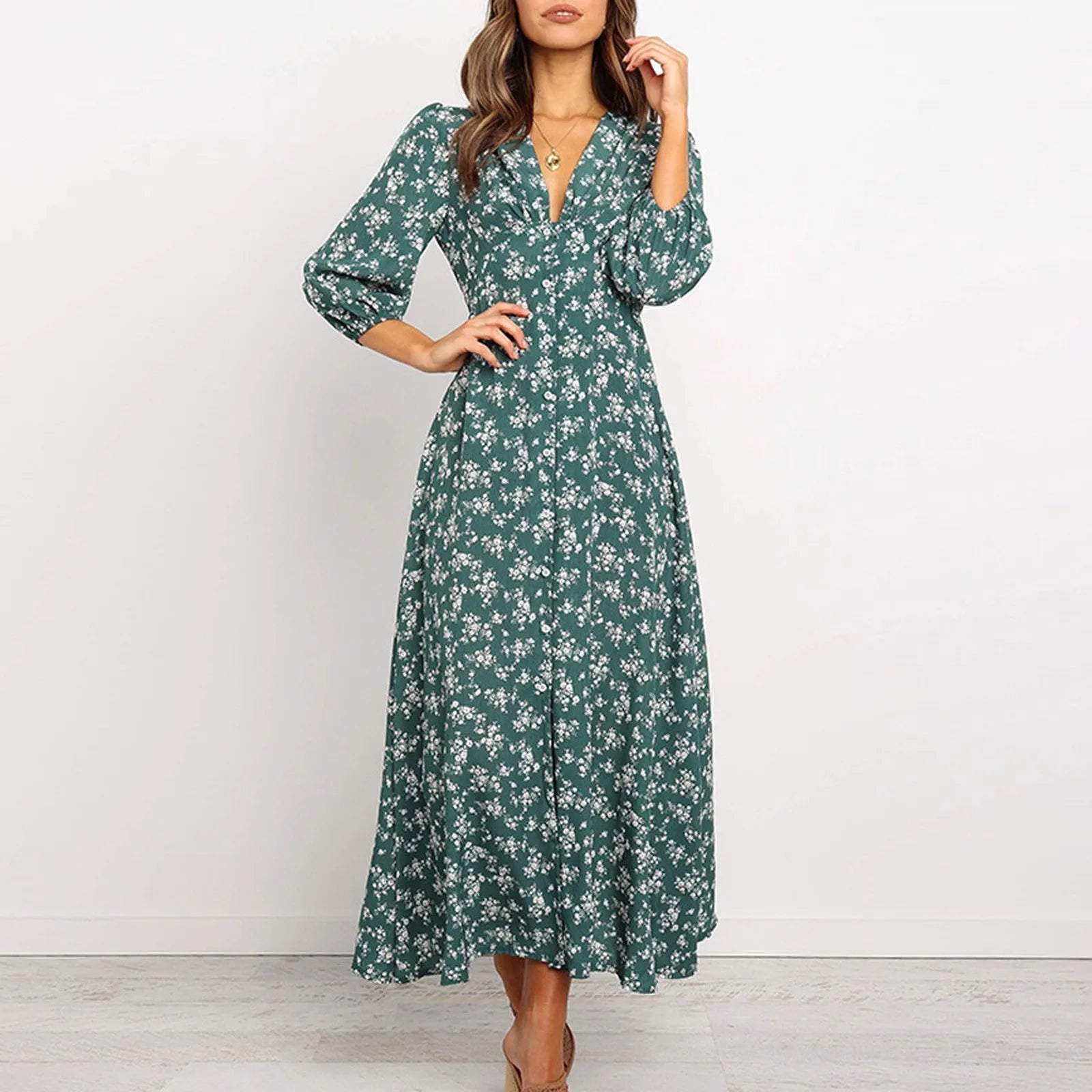Marilyn | Women’s Floral Maxi Long Sleeve Dress