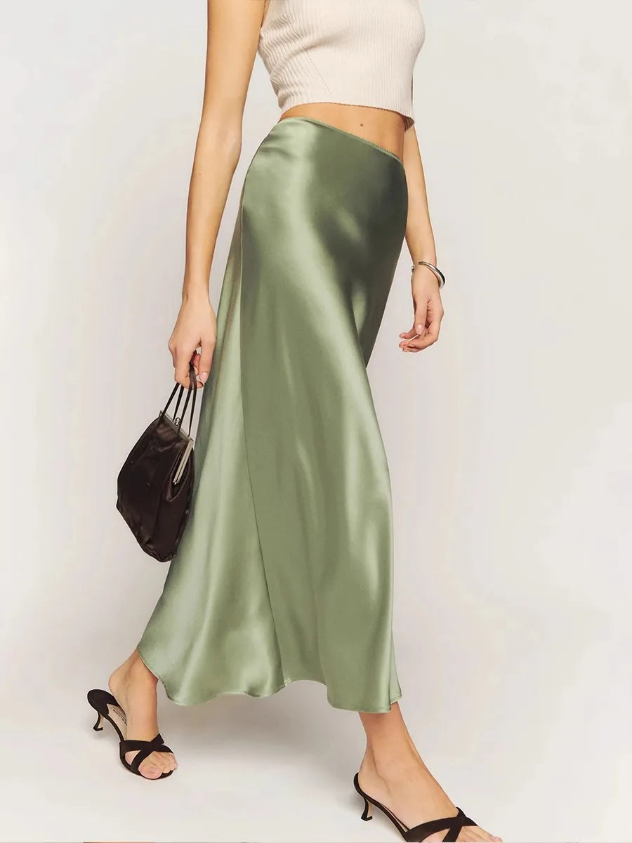 Odelia | Women’s Satin Midi Skirt