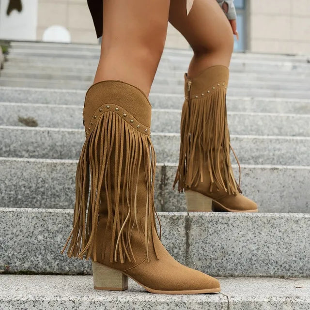Kelsey | Women’s Cowboy Mid Calf Heeled Boots