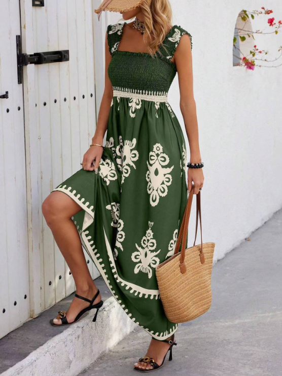 Lauren | Women’s Smocked Ruffle Maxi Dress