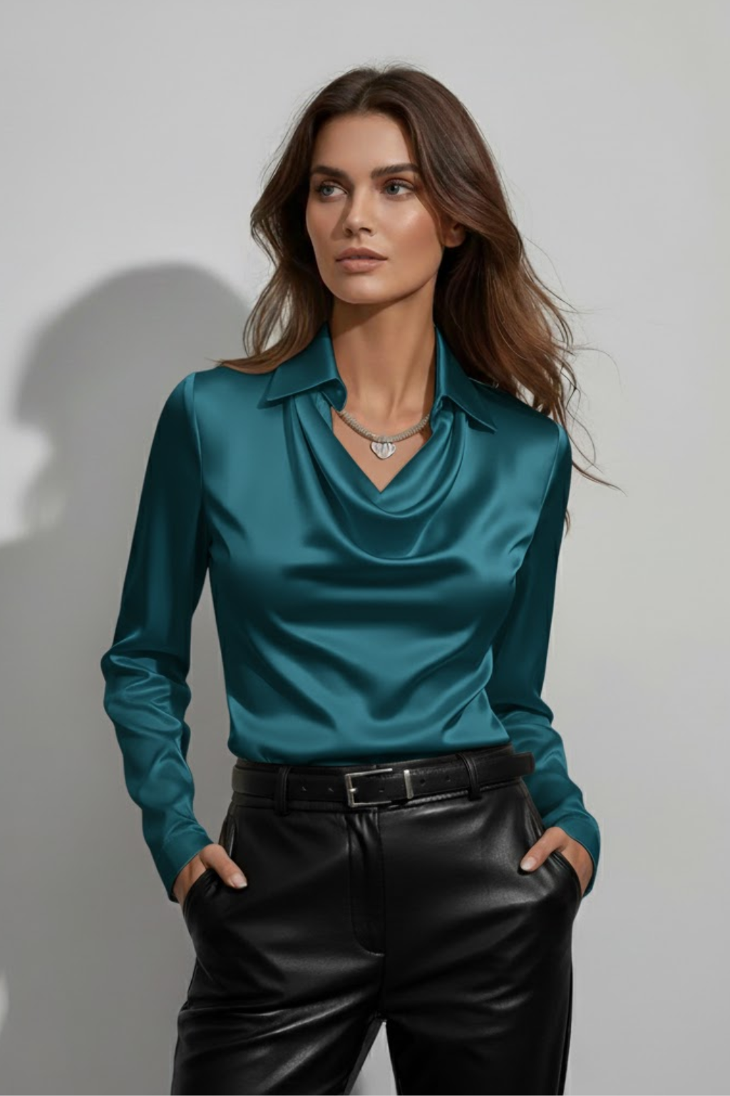 Romilda | Women’s Draped Cowl Neck Blouse