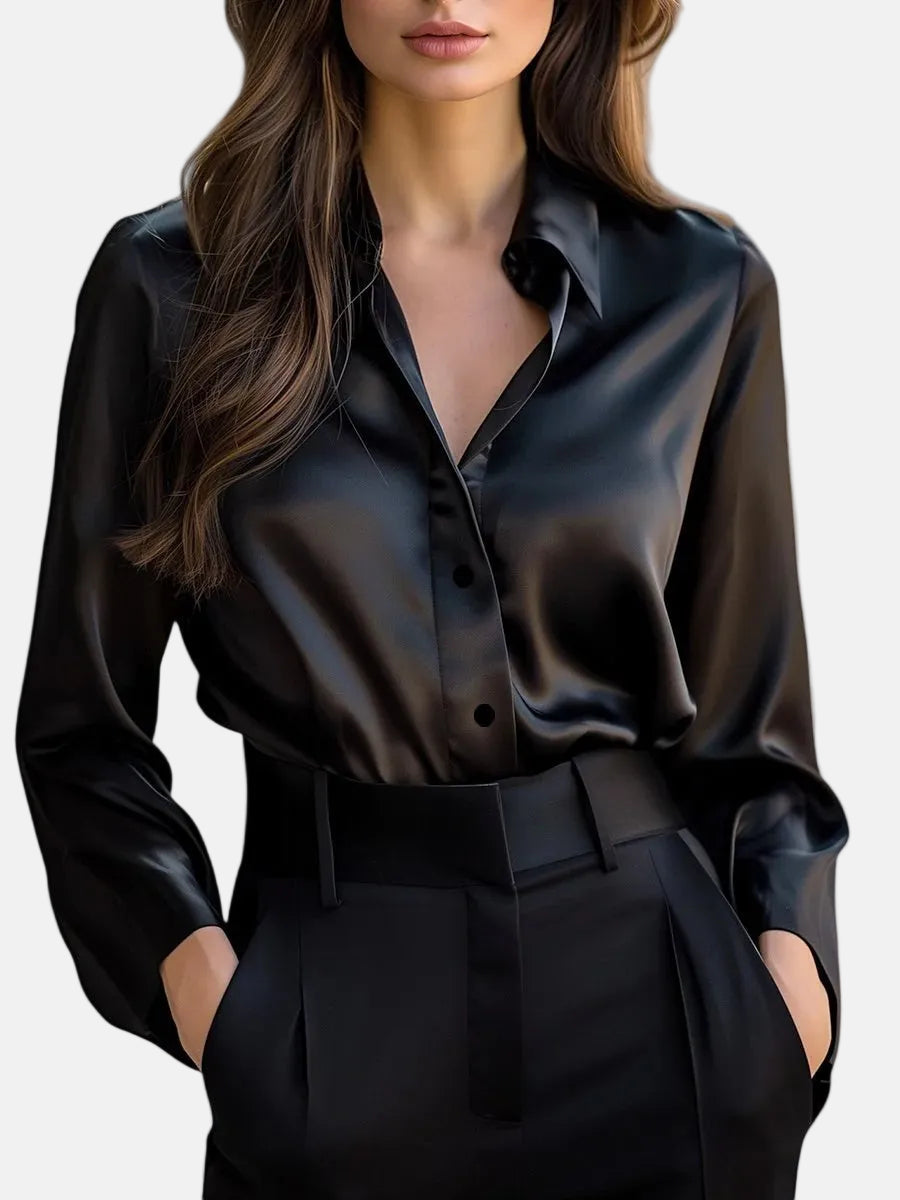 Nina | Women’s Long Sleeve Satin Blouse
