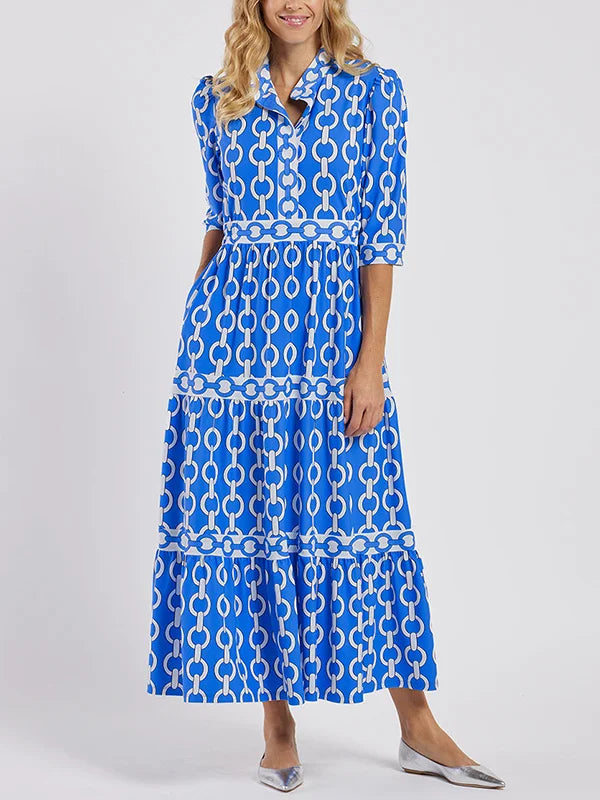 Bailey | Women’s Chain Print Tiered Maxi Dress