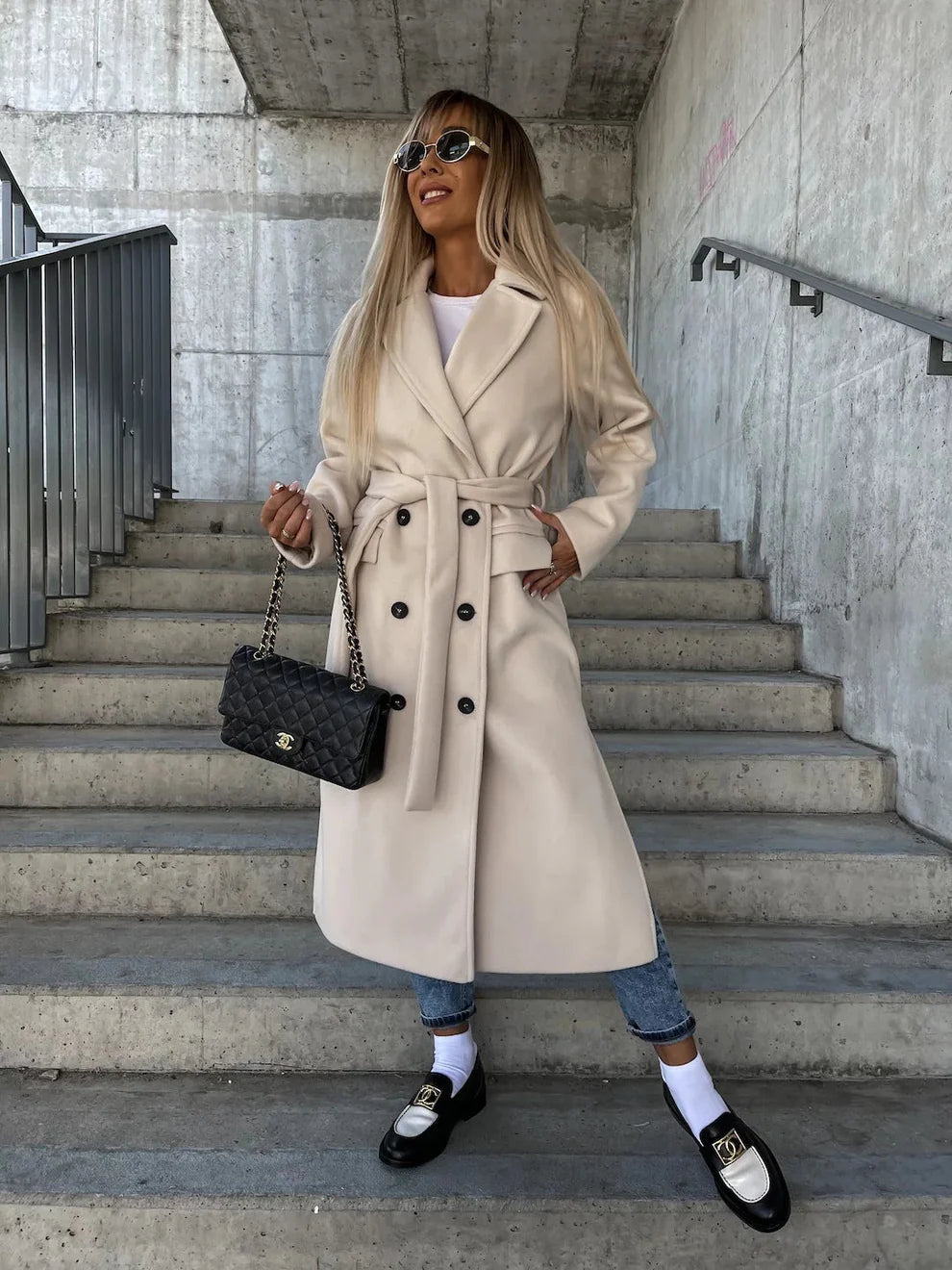 Daneila | Women’s Double Breasted Long Trench Coat