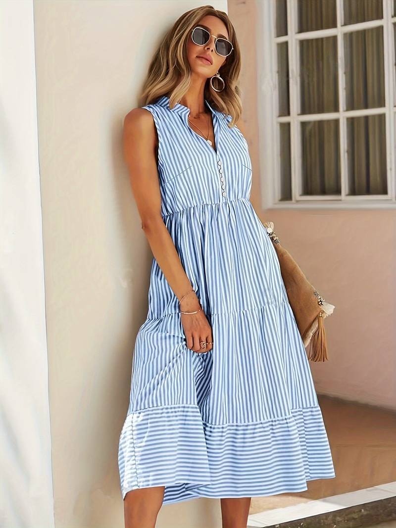 Ylva | Women’s Striped Summer Midi Dress