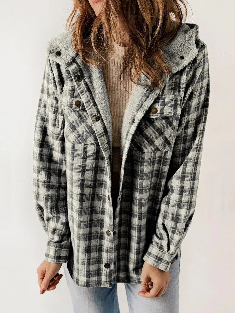 Camila | Women’s Hooded Plaid Overshirt Jacket