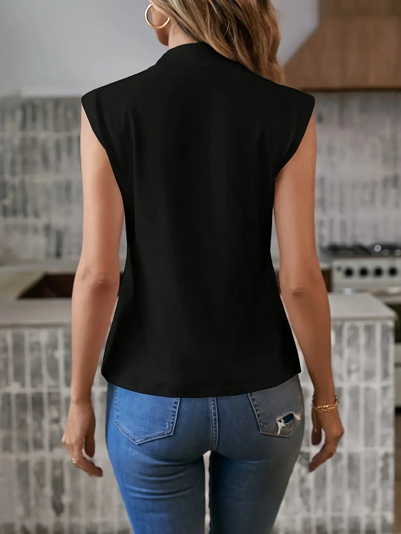 Theodora | Women’s Sleeveless High Neck Blouse