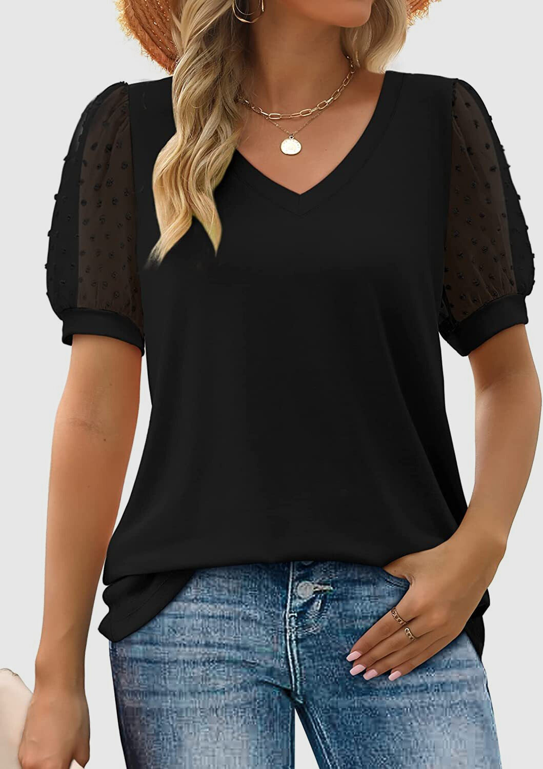 Janet | Women’s Short Sleeve V-Neck Blouse
