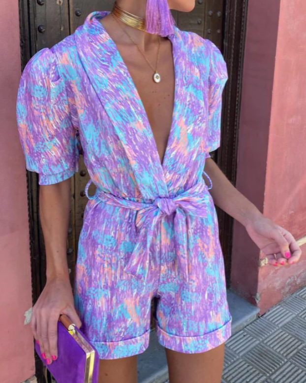 Holly | Women’s Deep V-Neck Short Jumpsuit