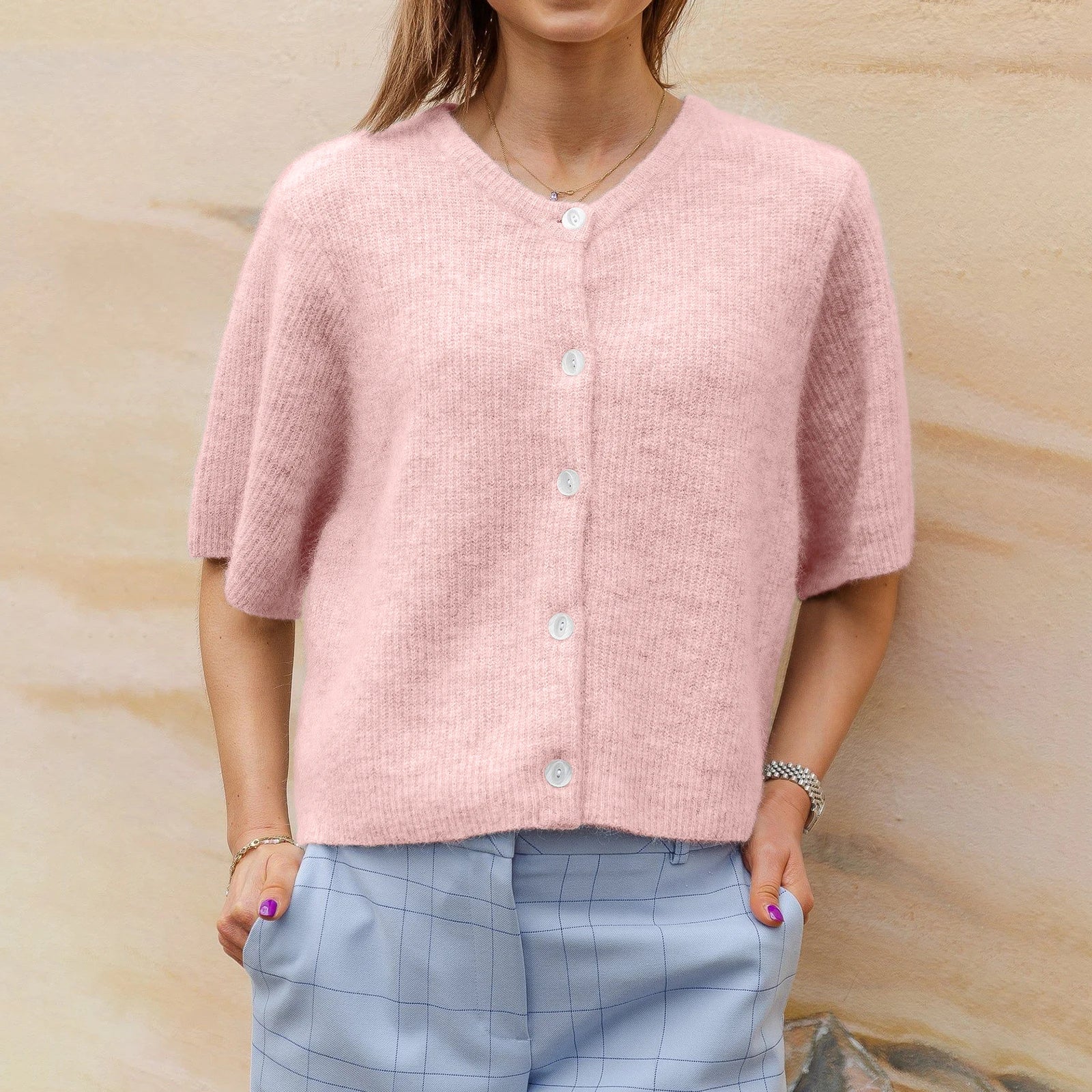 Olivia | Women’s Knit Short Sleeve Cardigan